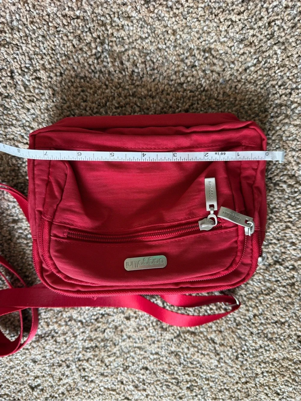 BAGGALLINI Bright Red Legacy Triple Zip Bagg Crossbody Convertible Clutch Waist